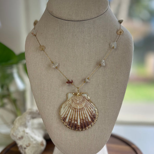 Scallop & Stone Earthy Seashell Necklace