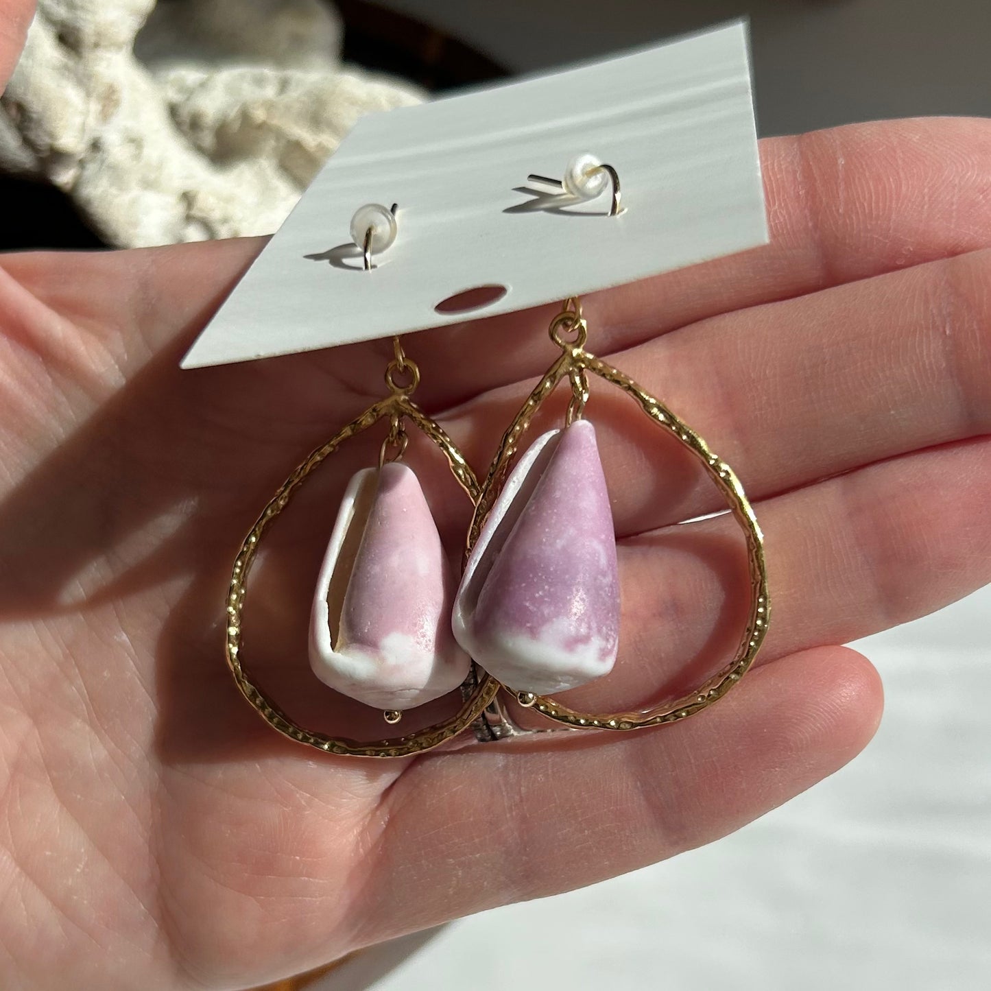 Cone Shell Tear Drop Earrings