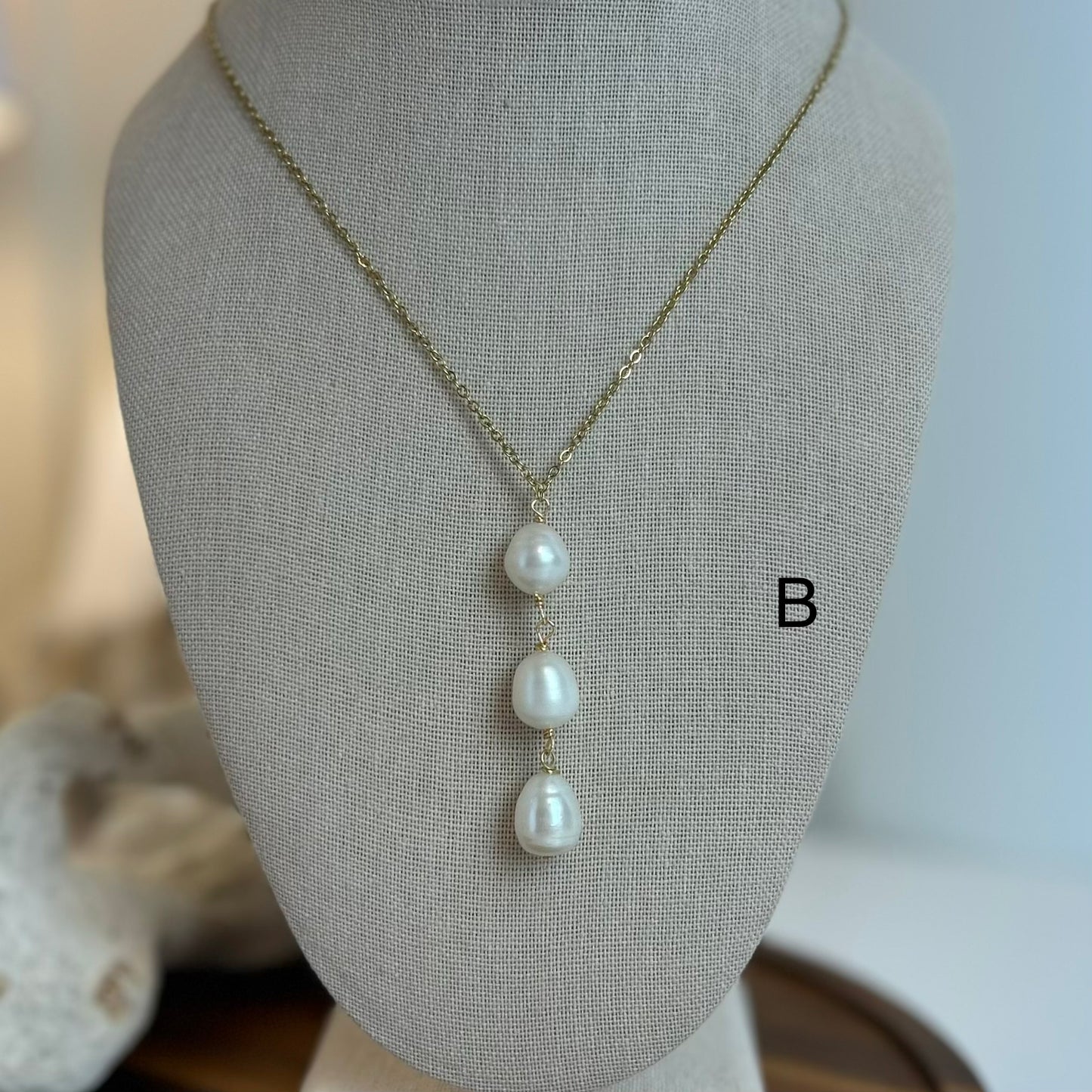 Triple Pearl Drop Necklace