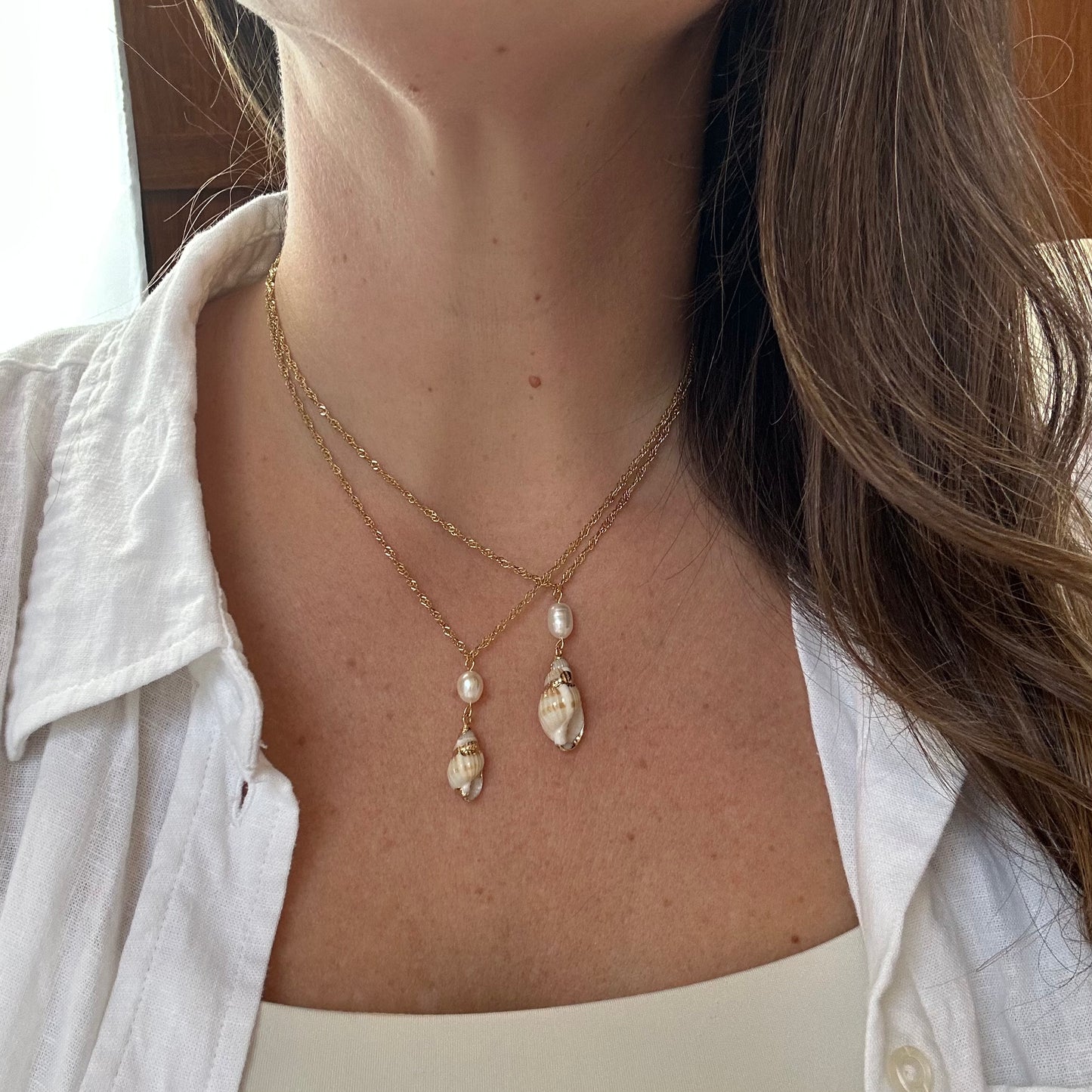 Pearl Drop Conch Shell Necklace Varieties