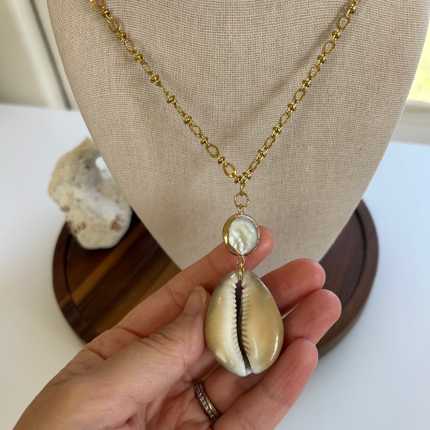 Cowrie Vintage Style Statement Necklace