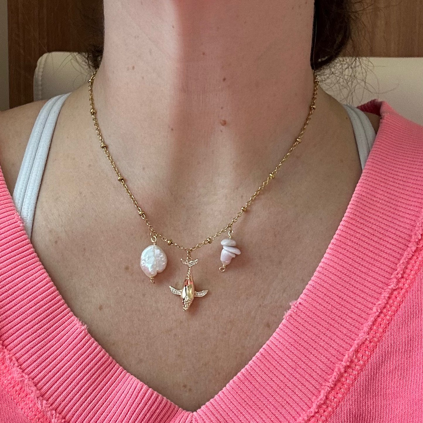 Whale Whimsy Pearl & Pukas Necklace
