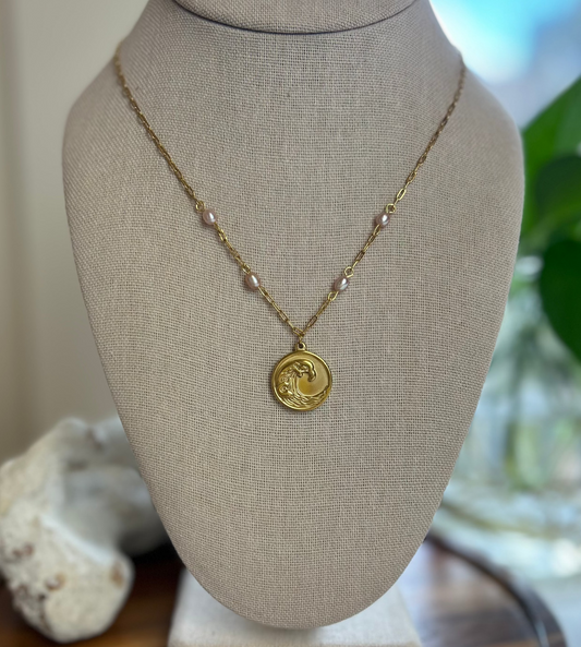 Big Waves & Pearls Necklace
