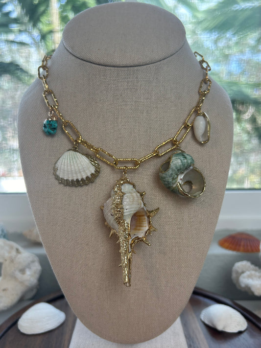 Mermaid Murex Shell Turquoise Necklace