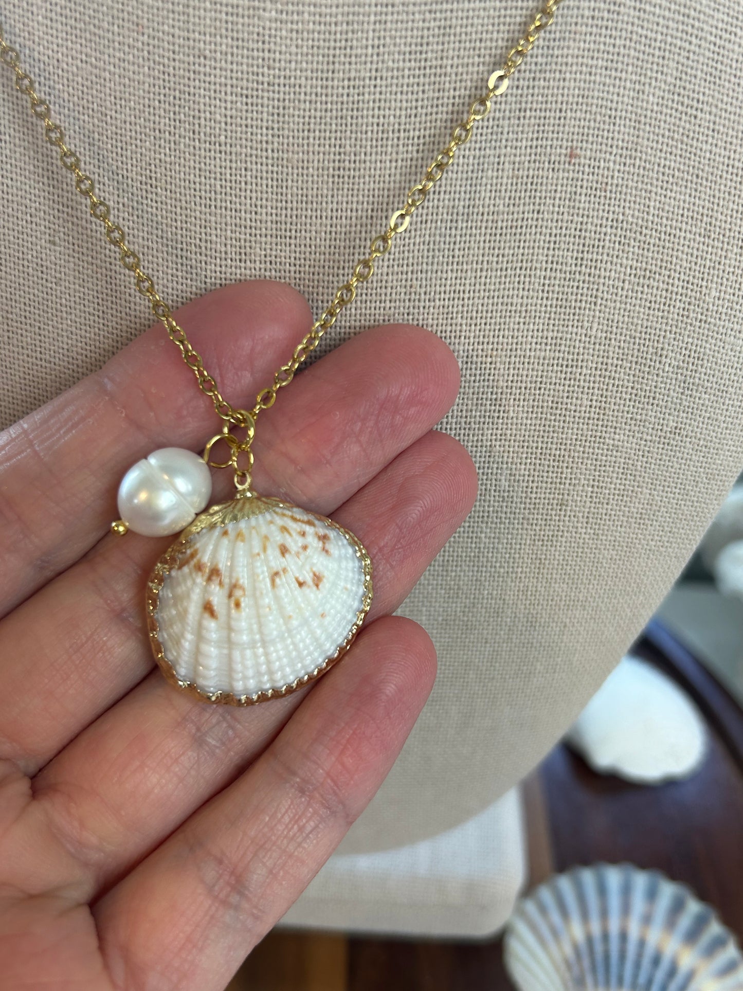 Scallop & Pearl Duet Necklace