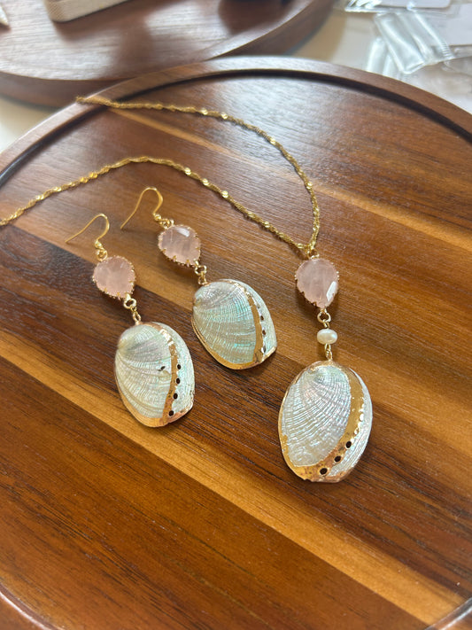 Pearlized Abalone & Pink Quartz Set