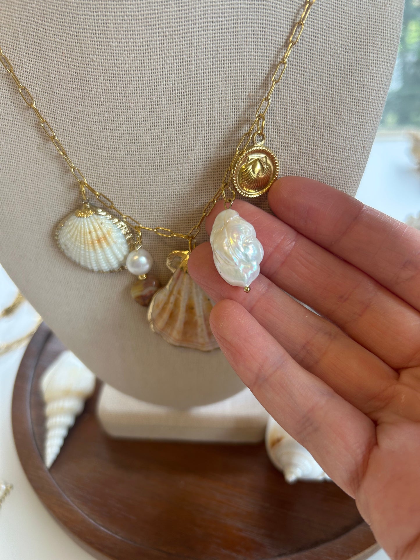 Pumpkin Sea Spice Seashell Charm Necklace