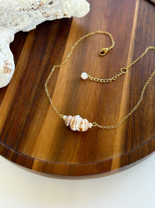 Dainty Puka Cluster Bar Necklace