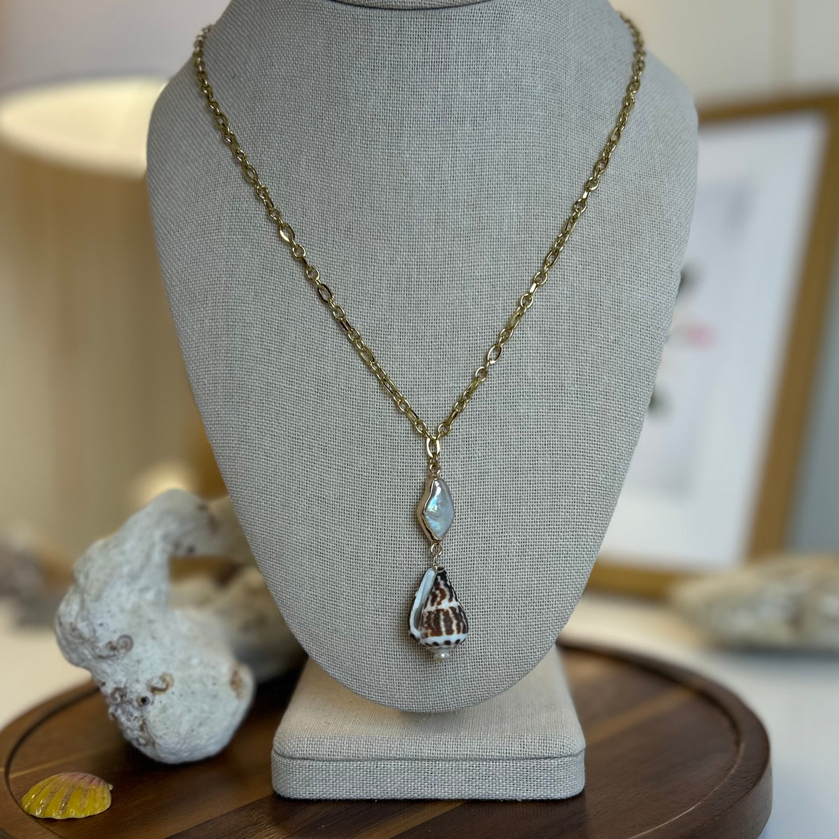 Chaldean Cone Shell Pearl Necklace