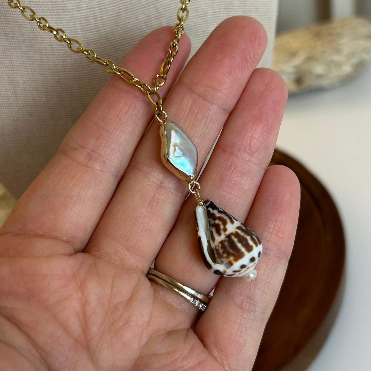 Chaldean Cone Shell Pearl Necklace