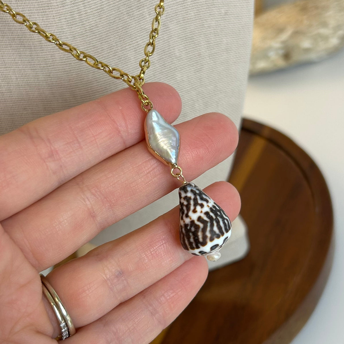 Chaldean Cone Shell Pearl Necklace