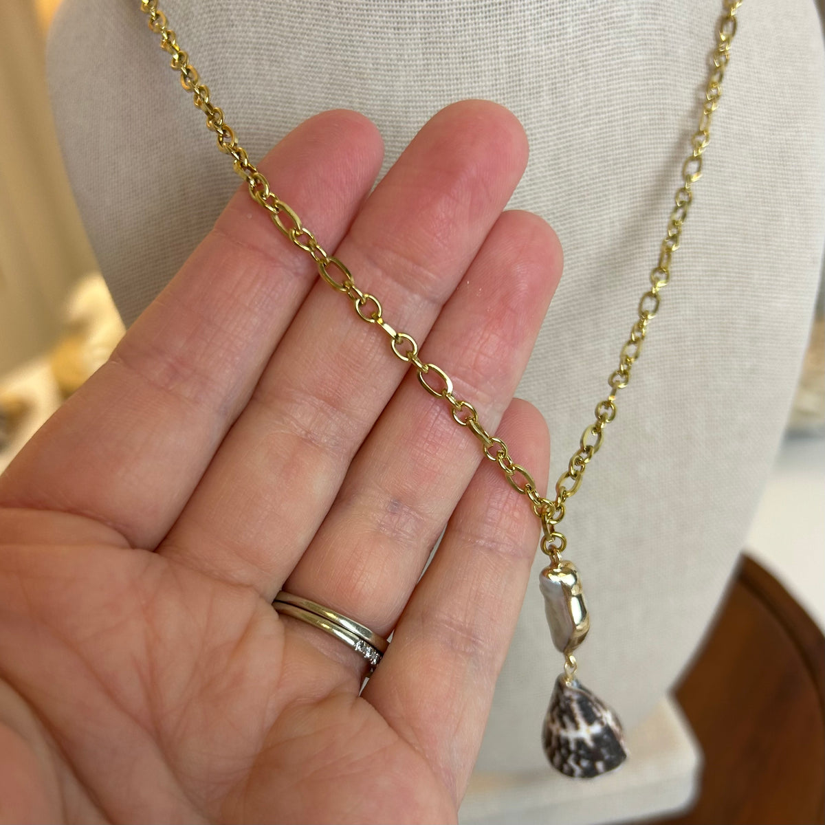 Chaldean Cone Shell Pearl Necklace
