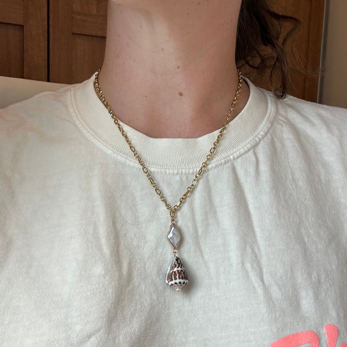 Chaldean Cone Shell Pearl Necklace